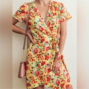 J. Crew Yellow Floral Tropical Wrap Dress 22 NWT